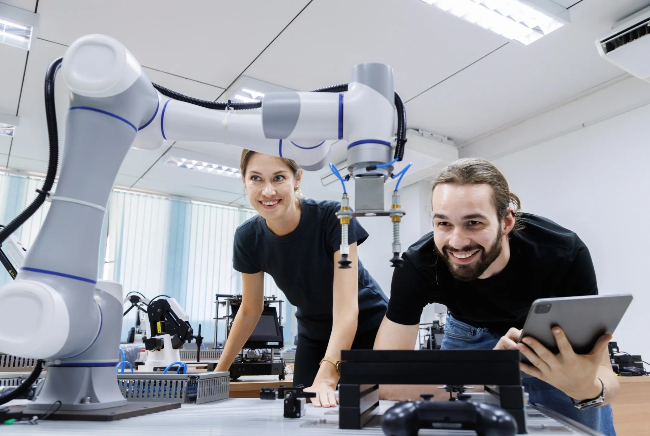 Engineer working with industrial robotics at Global Source Industries